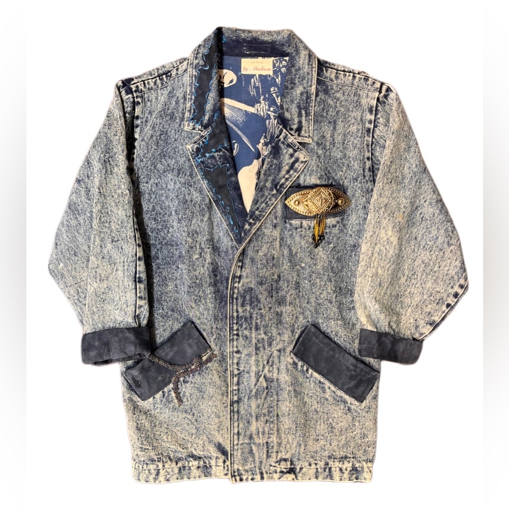 Vintage jacket acid wash denim jacket handmade